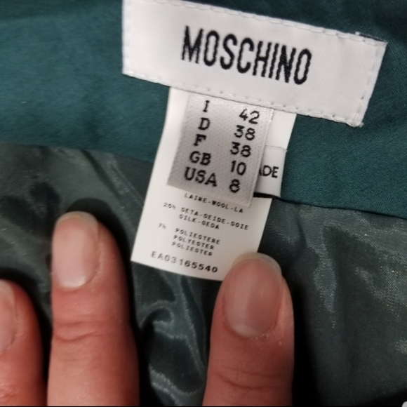 Moschino teal floral print shimmer crop pants sz 8 - Picture 8 of 8